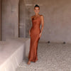 Robe en satin - élégante robe de soirée pour femmes avec décolleté drapé