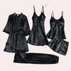 Robe en satin - loungewear élégante pour dames avec détails en dentelle
