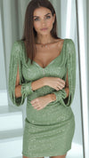 Robe en sequins - midi glamour avec des détails en franges