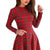 Robe en tartan rouge - robe patineuse à manches longues pour femmes