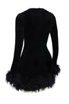 Robe en velours - mini robe élégante avec bordure en plumes