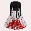 Robe évasée - robe raffinée à manches longues avec pois
