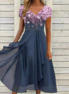 Robe fleurie pour femmes - délicate robe midi d'été avec jupe fluide