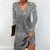 Robe longue à manches longues en gris scintillant - élégante tenue de soirée pour dames