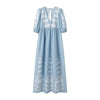 Robe maxi bleu ciel - robe d'été raffinée avec broderies florales