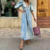 Robe maxi bleu ciel - robe d'été raffinée avec broderies florales