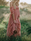 Robe maxi de maternité - robe élégante décolletée en rose tendre