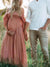 Robe maxi de maternité - robe élégante décolletée en rose tendre