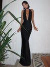 Robe maxi de soirée - élégante robe à dos nu pour femmes