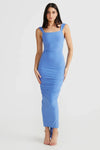 Robe maxi dos nu froncée - élégante robe de soirée pour femmes