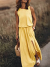 Robe maxi - élégante robe sans manches avec fentes latérales
