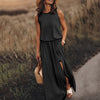 Robe maxi - élégante robe sans manches avec fentes latérales
