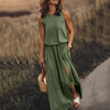 Robe maxi - élégante robe sans manches avec fentes latérales