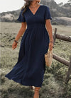 Robe maxi enveloppante - robe d'été sophistiquée pour femmes avec fente sur le côté