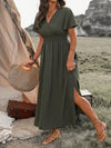 Robe maxi enveloppante - robe d'été sophistiquée pour femmes avec fente sur le côté
