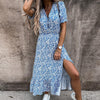 Robe maxi florale - élégante robe d'été pour femmes avec fente latérale