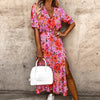 Robe maxi florale - élégante robe d'été pour femmes avec fente latérale