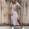 Robe maxi florale - élégante robe d'été pour femmes avec fente latérale