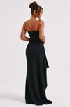 Robe maxi noire sans bretelles - une robe de soirée élégante avec une fente audacieuse