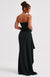 Robe maxi noire sans bretelles - une robe de soirée élégante avec une fente audacieuse