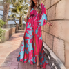 Robe maxi - robe d'été élégante pour femmes avec des motifs éclatants