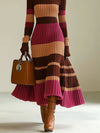 Robe maxi tricot rayée - robe pull élégante pour femme