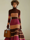 Robe maxi tricot rayée - robe pull élégante pour femme