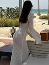 Robe maxi tricotée - robe longue élégante pour dames avec décolleté en v