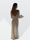 Robe maxi tricotée - robe longue élégante pour dames avec décolleté en v