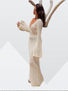 Robe maxi tricotée - robe longue élégante pour dames avec décolleté en v