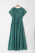 Robe maxi wrap verte foncée avec plis pour femmes
