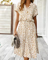 Robe midi à boutons - robe décontractée chic à motif
