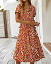 Robe midi à boutons - robe décontractée chic à motif