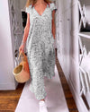 Robe midi à col en v - robe en imprimé léopard rose au style décontracté