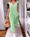 Robe midi à col en v - robe en imprimé léopard rose au style décontracté