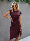 Robe midi - chic avec nœud twist pour femmes