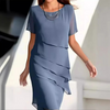 Robe midi élégante - robe superposée en chiffon pour femmes