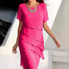 Robe midi élégante - robe superposée en chiffon pour femmes