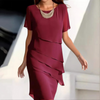 Robe midi élégante - robe superposée en chiffon pour femmes
