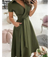 Robe midi enroulée - robe verte sophistiquée avec ceinture nouée