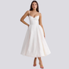 Robe midi florale - robe féminine à imprimé botanique avec corsage ajusté