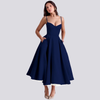 Robe midi florale - robe féminine à imprimé botanique avec corsage ajusté