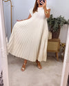 Robe midi plissée sans manches - élégance décontractée pour femmes