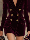 Robe mini blazer femme en velours rouge ankola - élégance assurée