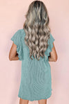 Robe mini côtelée - robe bleue clair avec manches volantes