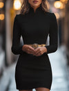 Robe mini élégante à col mandarin avec ceinture - chic pour femmes