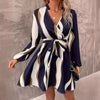 Robe portefeuille rayée - chic robe bleue et blanche pour femmes