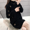Robe pull en maille à manches longues pour femmes - avec broderies délicates