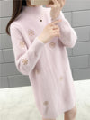 Robe pull en maille à manches longues pour femmes - avec broderies délicates