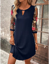 Robe shift brodée - élégante robe pour femmes avec manches transparentes